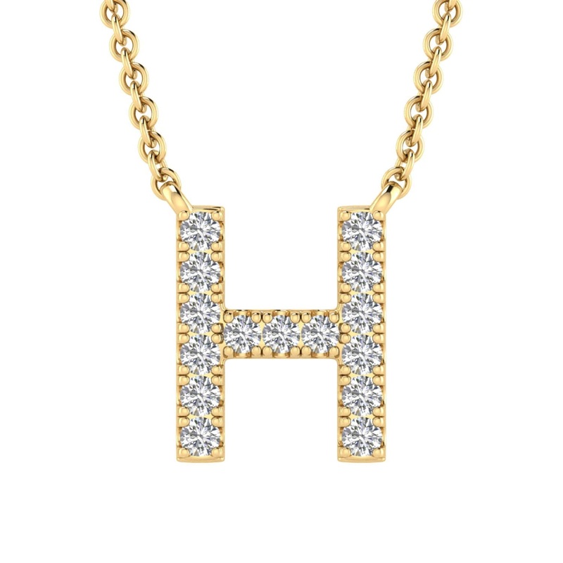9ct Yellow Gold Diamond Initial ‘H’ Necklace