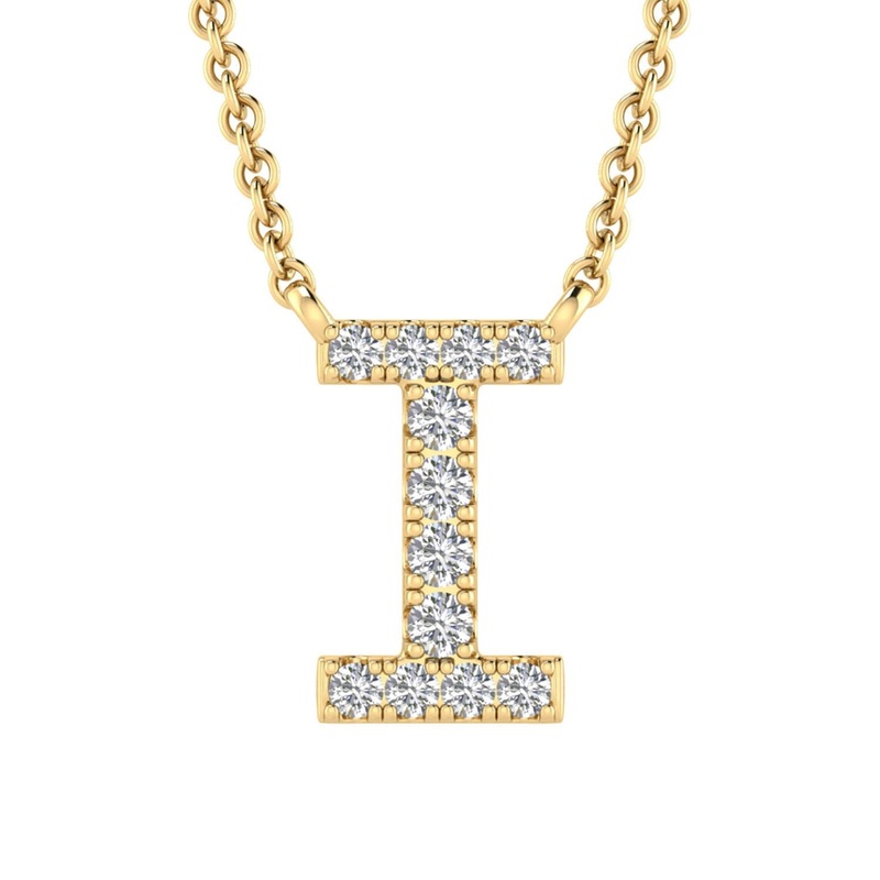 9ct Yellow Gold Diamond Initial ‘I’ Necklace