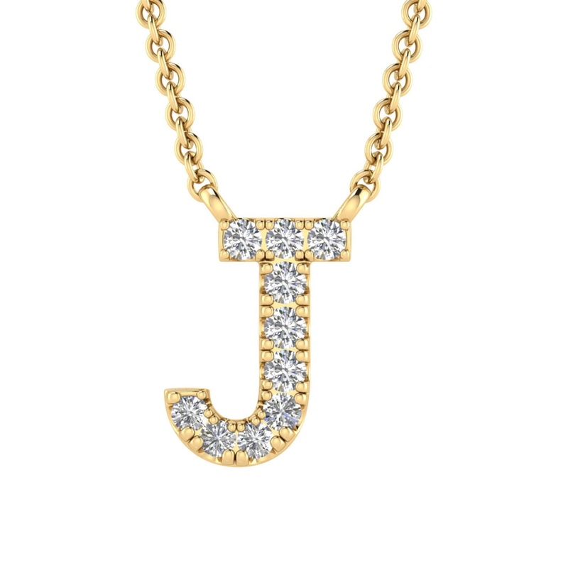 9ct Yellow Gold Diamond Initial ‘J’ Necklace