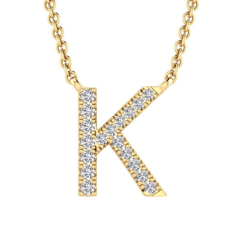 9ct Yellow Gold Diamond Initial ‘K’ Necklace