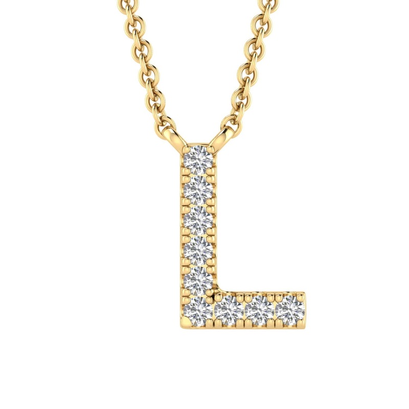 9ct Yellow Gold Diamond Initial ‘L’ Necklace