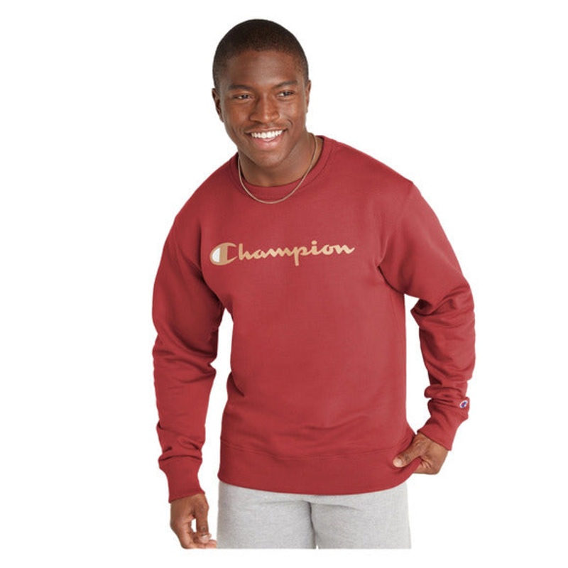 POWERBLEND FLEECE CREW SCRIPT LOGO MEN’S RED S