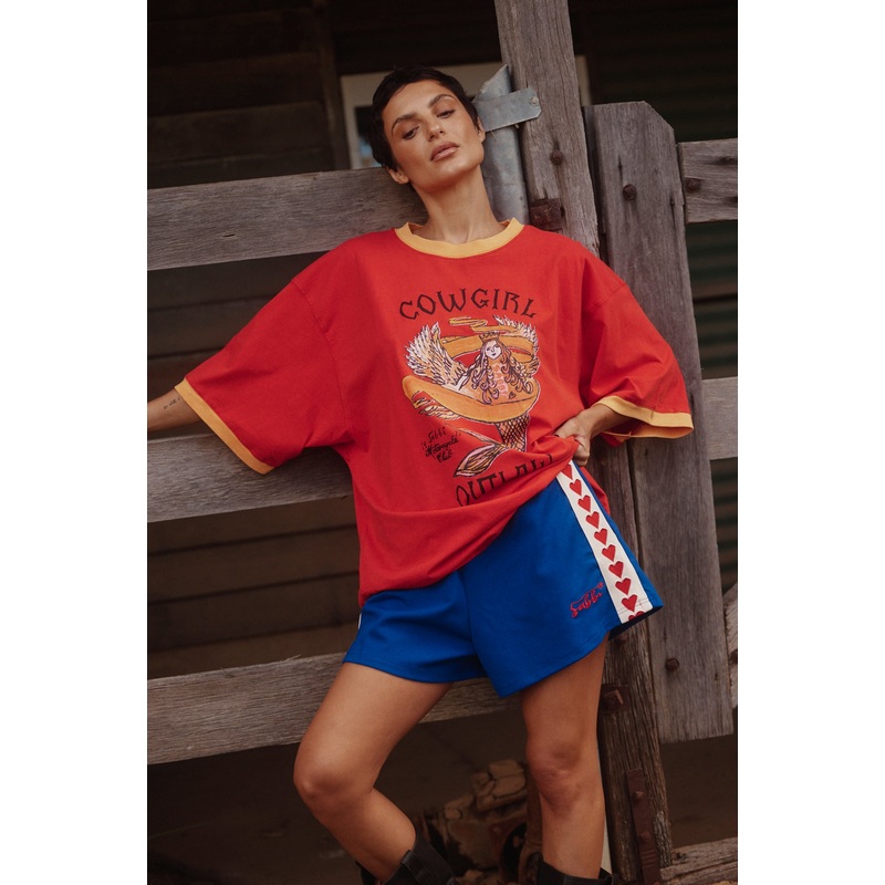 THE RAVING HEARTS MINI SHORTS – BLUE XS