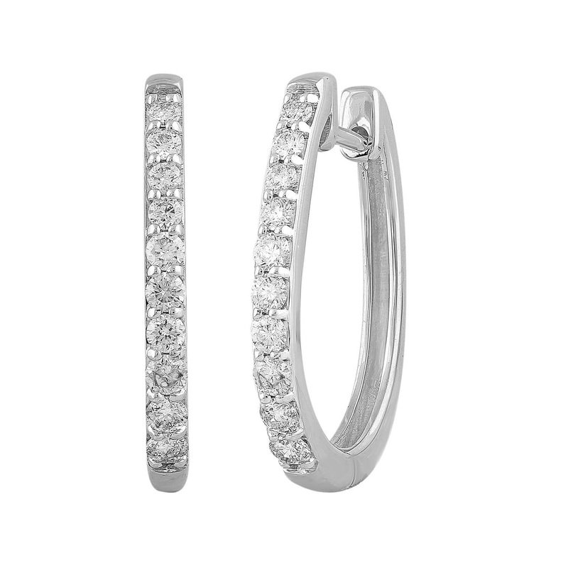 9ct White Gold 0.50ct Diamond Huggie Earrings