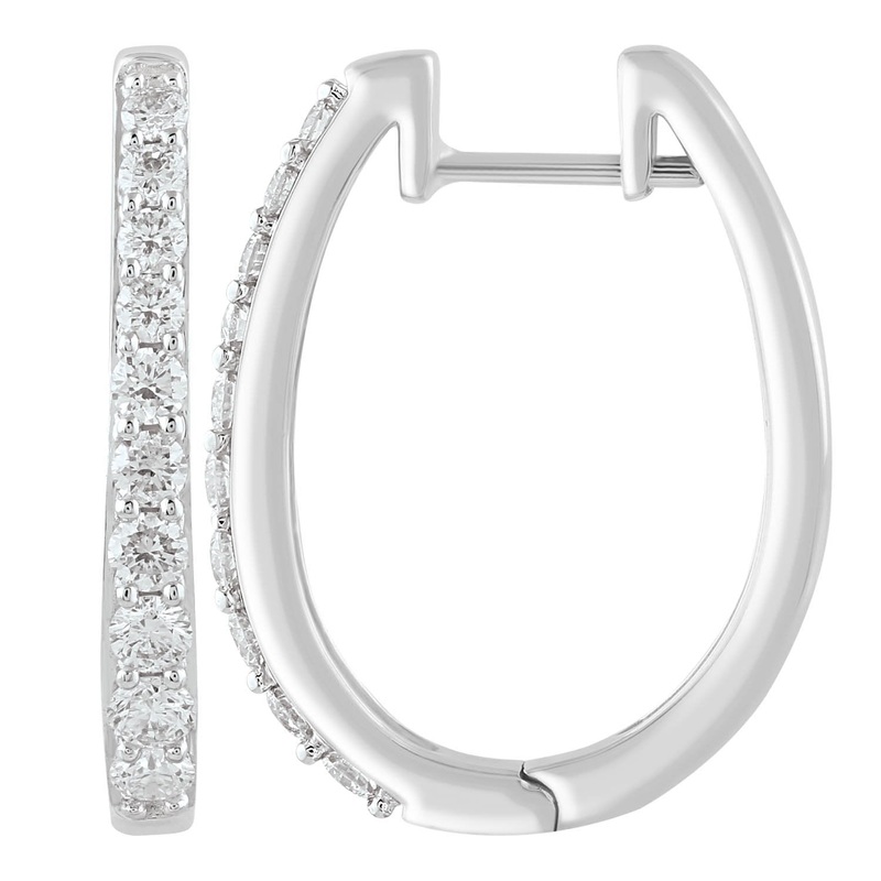 9ct White Gold 0.75ct Diamond Huggie Earrings