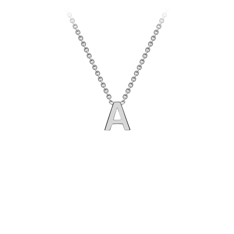 9ct White Gold ‘A’ Initial Adjustable Letter Necklace 38/43cm