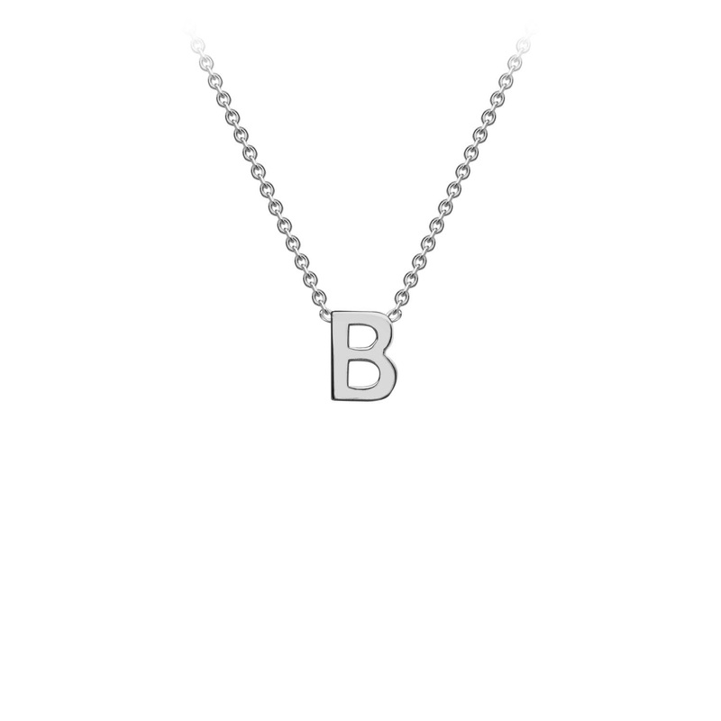 9ct White Gold ‘B’ Initial Adjustable Letter Necklace 38/43cm