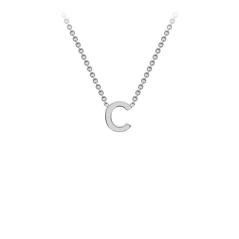 9ct White Gold ‘C’ Initial Adjustable Letter Necklace 38/43cm