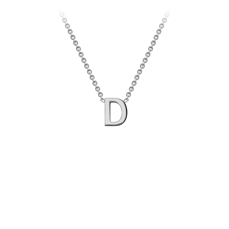 9ct White Gold ‘D’ Initial Adjustable Letter Necklace 38/43cm