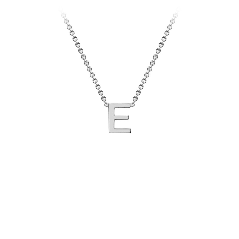 9ct White Gold ‘E’ Initial Adjustable Letter Necklace 38/43cm