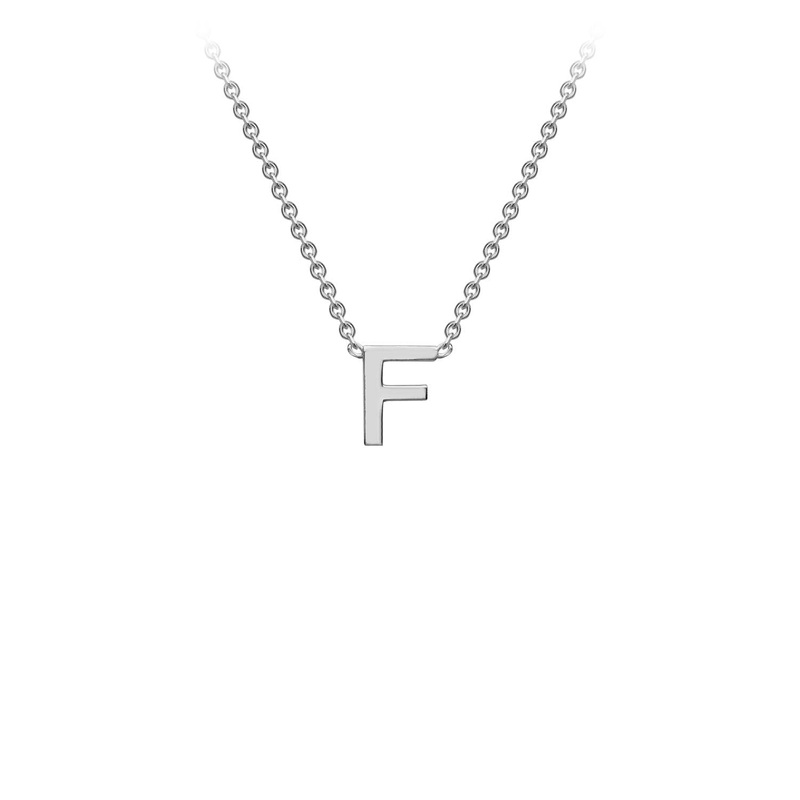 9ct White Gold ‘F’ Initial Adjustable Letter Necklace 38/43cm