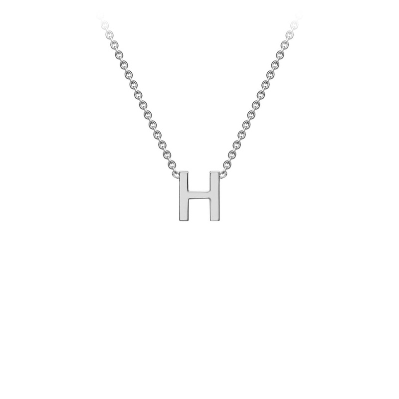 9ct White Gold ‘H’ Initial Adjustable Letter Necklace 38/43cm