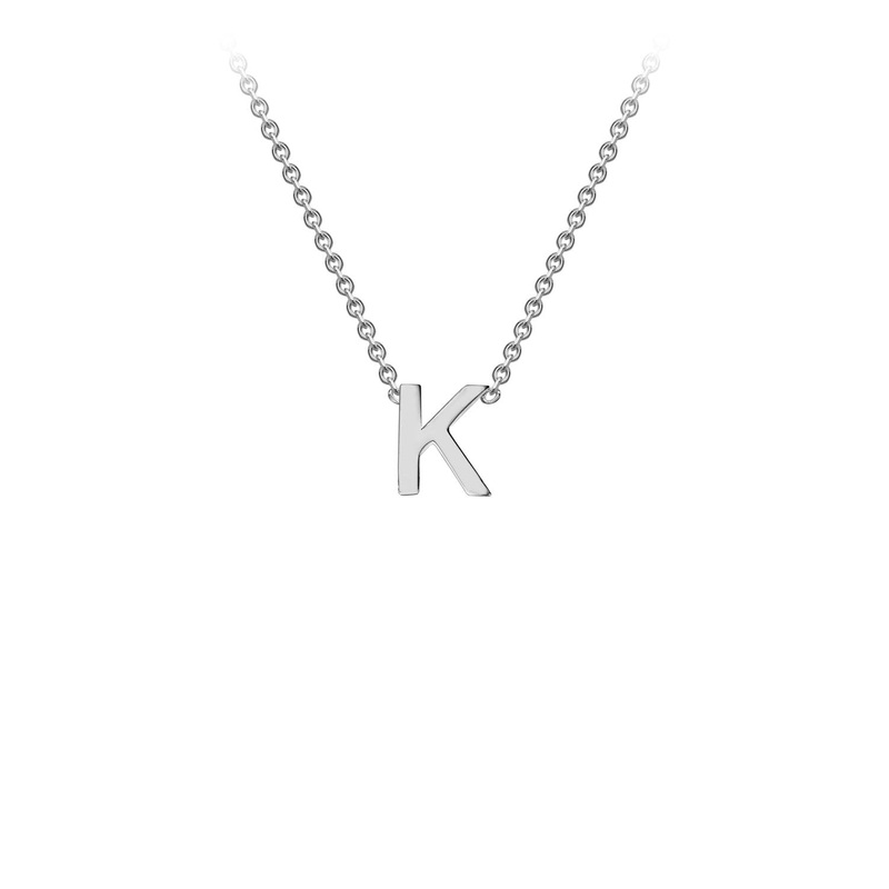 9ct White Gold ‘K’ Initial Adjustable Letter Necklace 38/43cm