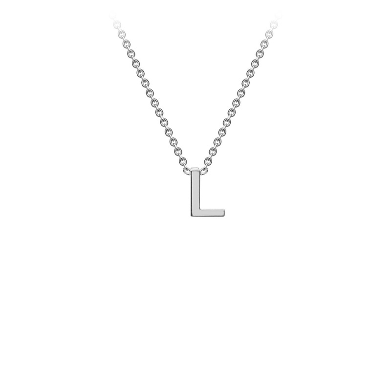 9ct White Gold ‘L’ Initial Adjustable Letter Necklace 38/43cm