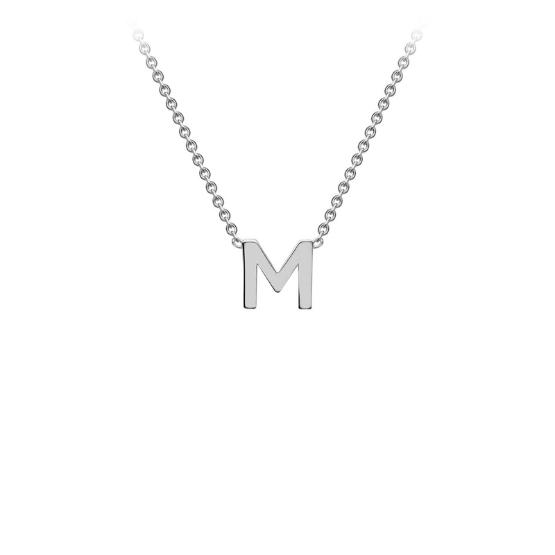 9ct White Gold ‘M’ Initial Adjustable Letter Necklace 38/43cm
