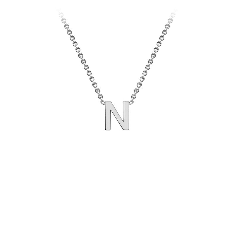9ct White Gold ‘N’ Initial Adjustable Letter Necklace 38/43cm