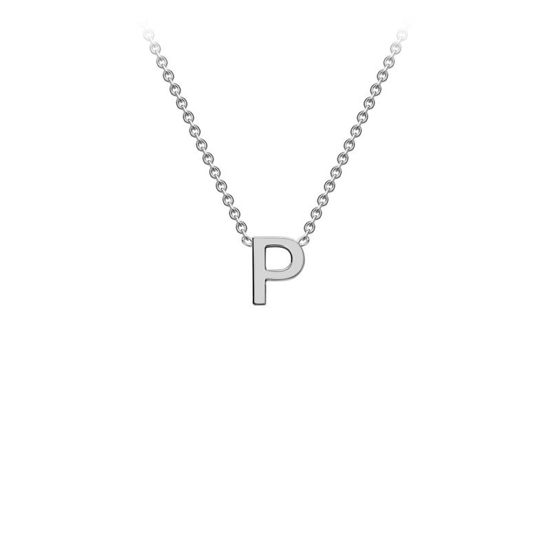 9ct White Gold ‘P’ Initial Adjustable Letter Necklace 38/43cm