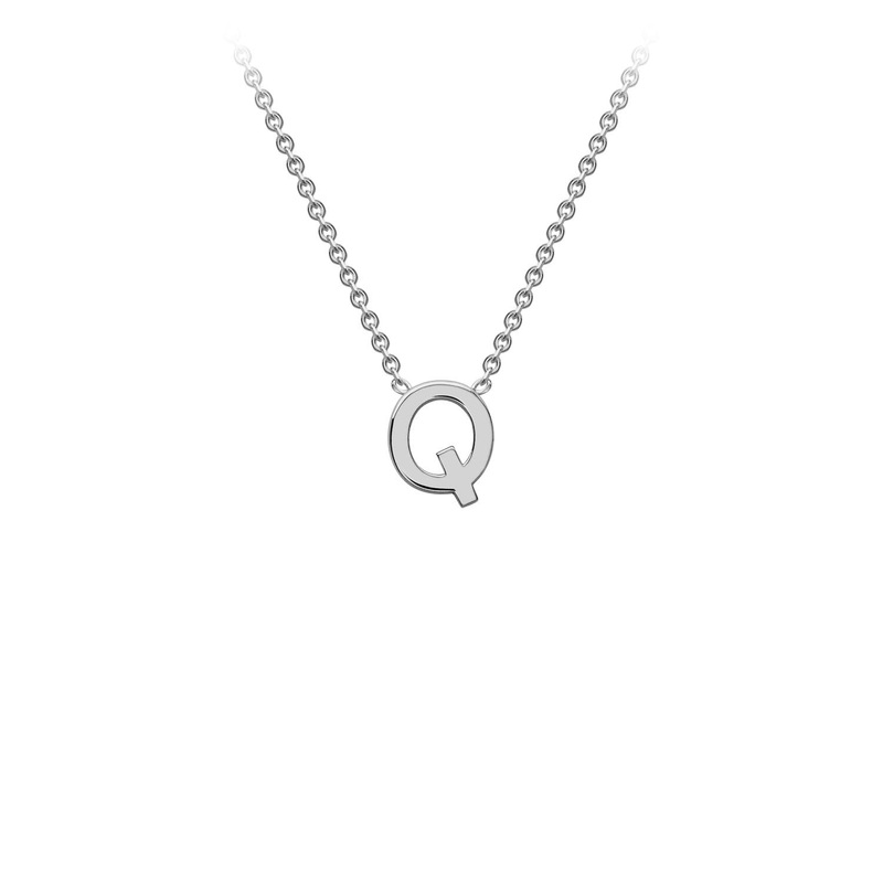 9ct White Gold ‘Q’ Initial Adjustable Letter Necklace 38/43cm