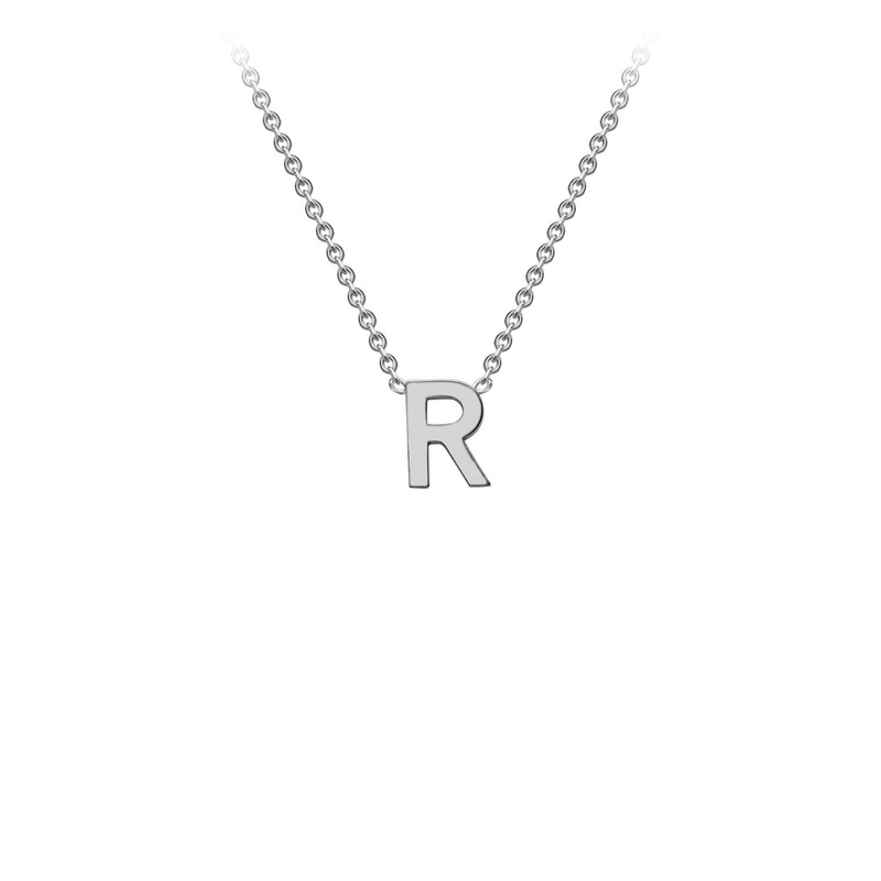 9ct White Gold ‘R’ Initial Adjustable Letter Necklace 38/43cm