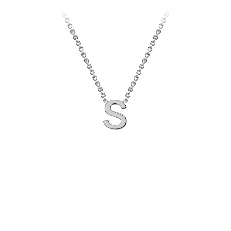 9ct White Gold ‘S’ Initial Adjustable Letter Necklace 38/43cm