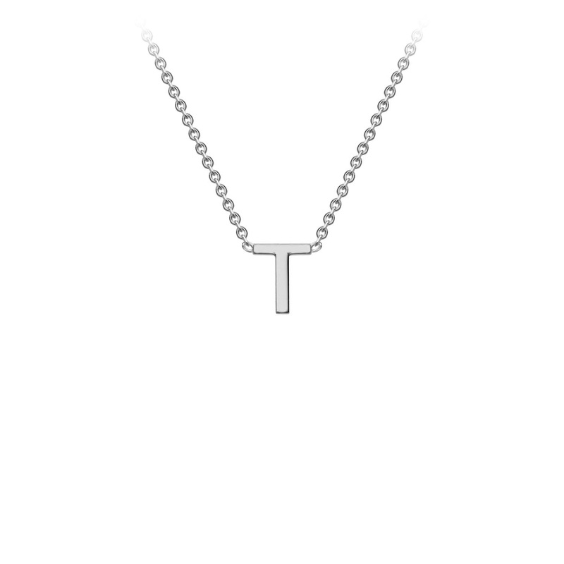 9ct White Gold ‘T’ Initial Adjustable Letter Necklace 38/43cm