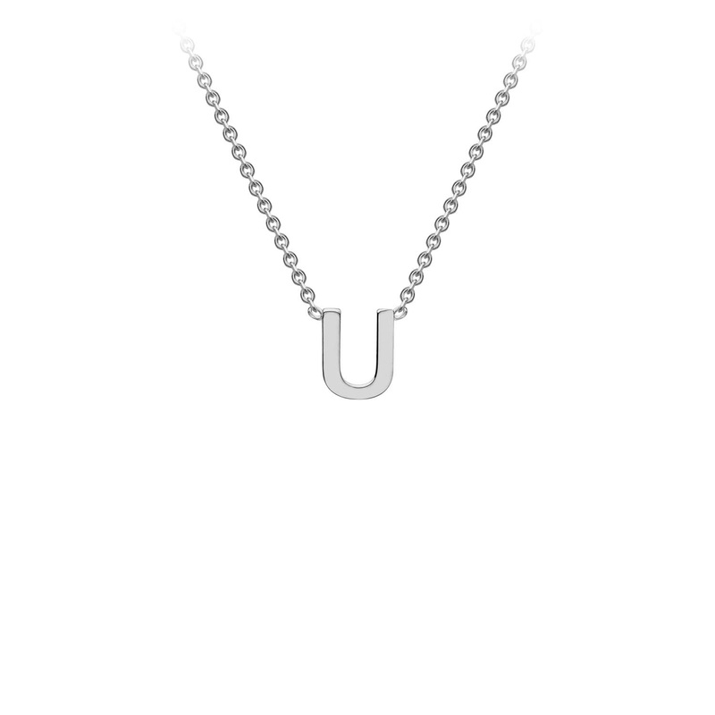 9ct White Gold ‘U’ Initial Adjustable Letter Necklace 38/43cm