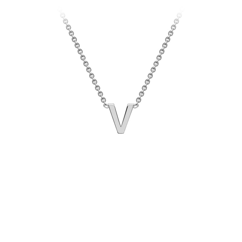 9ct White Gold ‘V’ Initial Adjustable Letter Necklace 38/43cm