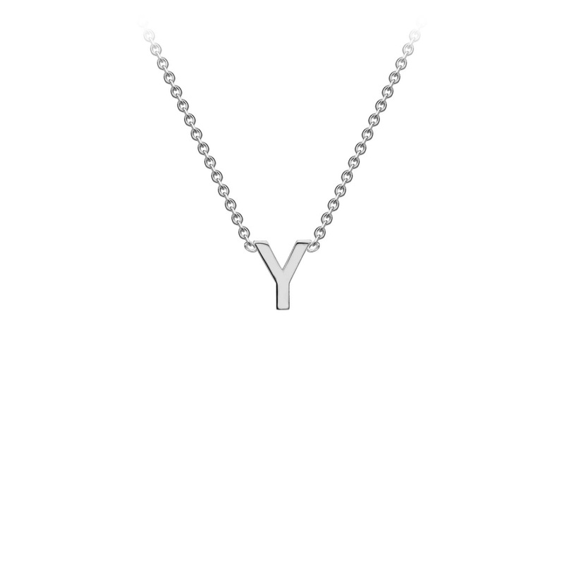 9ct White Gold ‘Y’ Initial Adjustable Letter Necklace 38/43cm