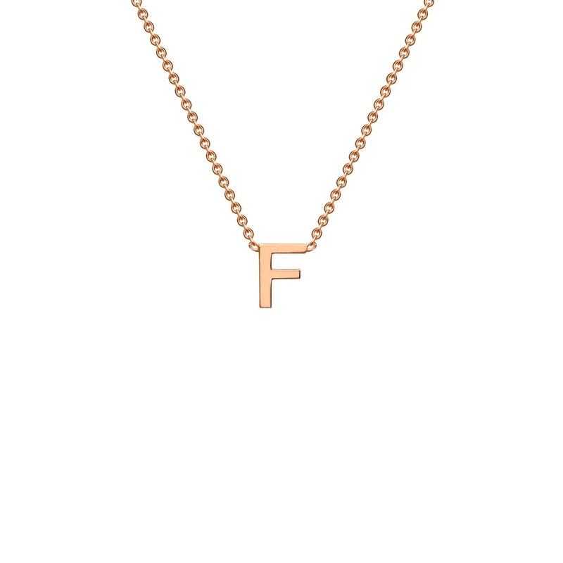 9ct Rose Gold ‘F’ Initial Adjustable Letter Necklace 38/43cm