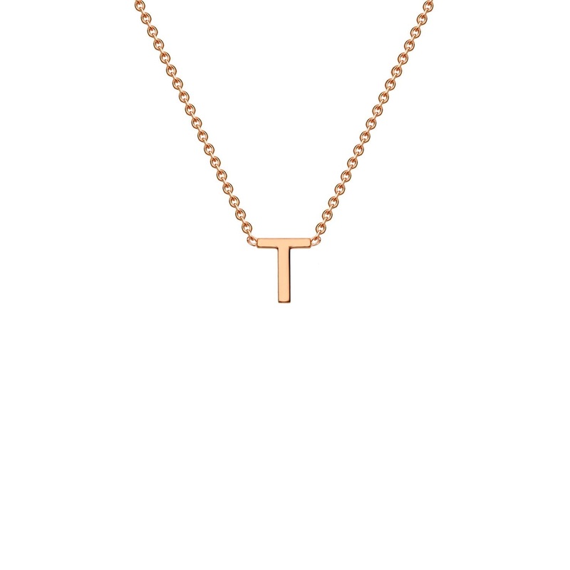 9ct Rose Gold ‘T’ Initial Adjustable Letter Necklace 38/43cm