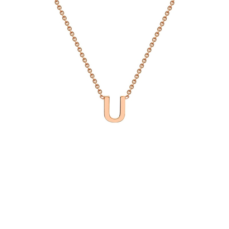9ct Rose Gold ‘U’ Initial Adjustable Letter Necklace 38/43cm