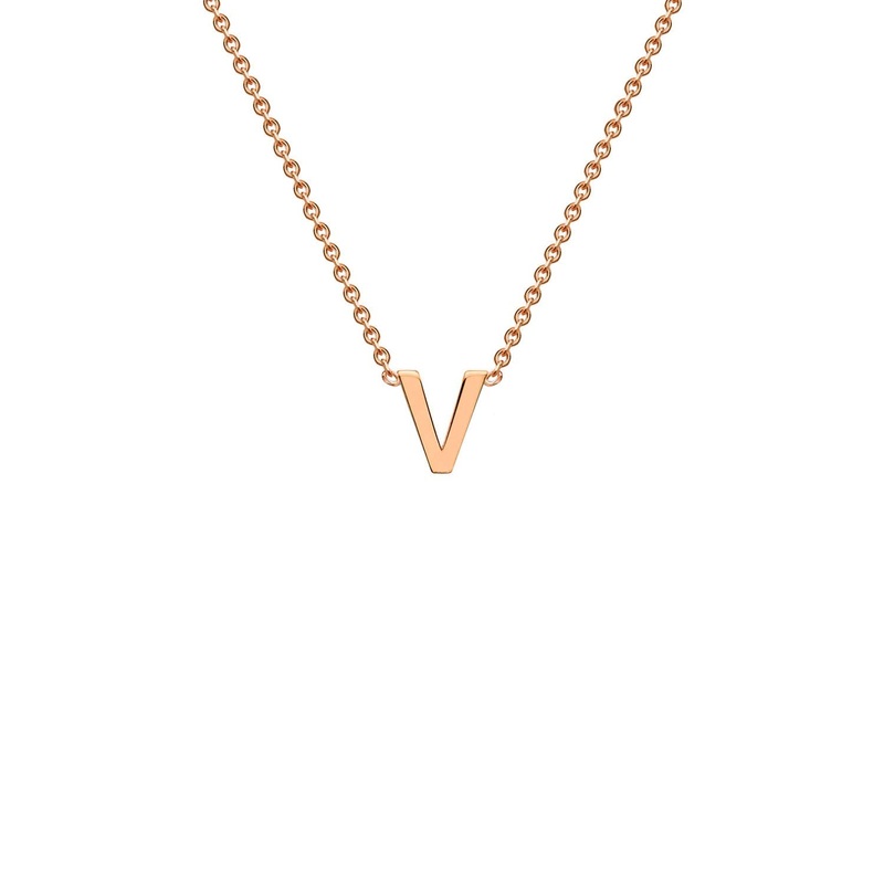 9ct Rose Gold ‘V’ Initial Adjustable Letter Necklace 38/43cm