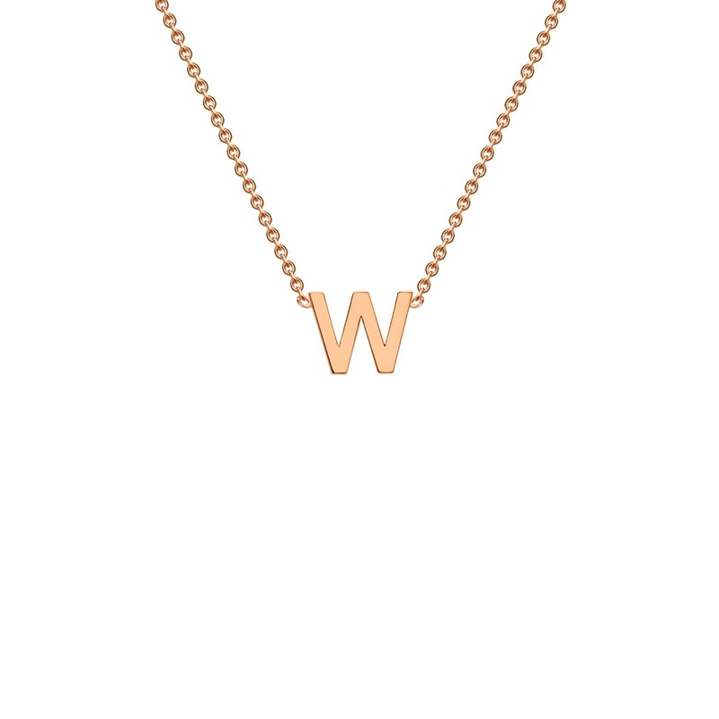 9ct Rose Gold ‘W’ Initial Adjustable Letter Necklace 38/43cm
