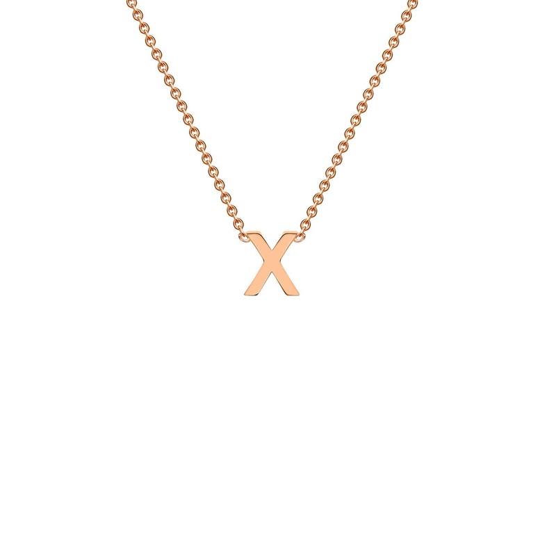 9ct Rose Gold ‘X’ Initial Adjustable Letter Necklace 38/43cm