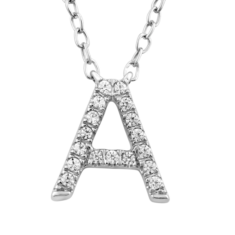 9ct White Gold Diamond Initial ‘A’ Necklace