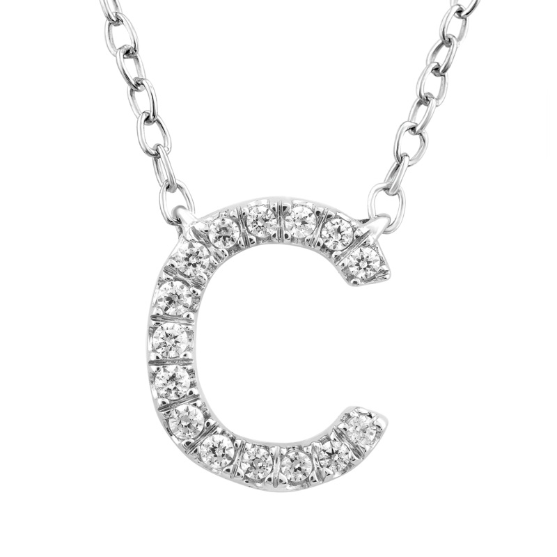 9ct White Gold Diamond Initial ‘C’ Necklace