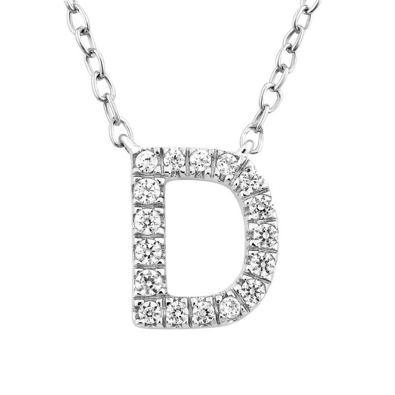 9ct White Gold Diamond Initial ‘D’ Necklace