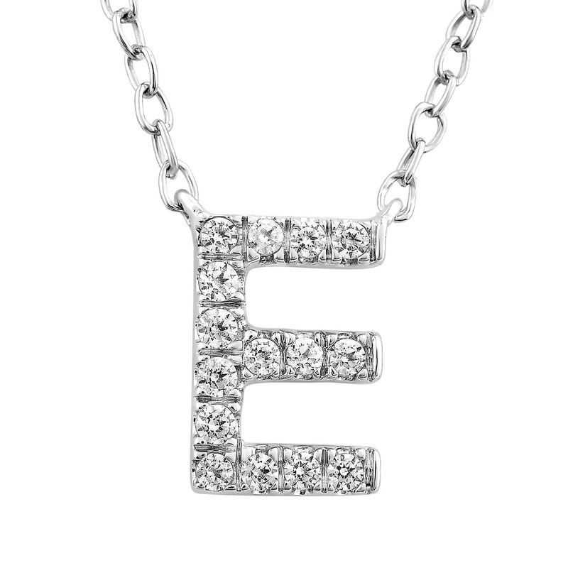 9ct White Gold Diamond Initial ‘E’ Necklace