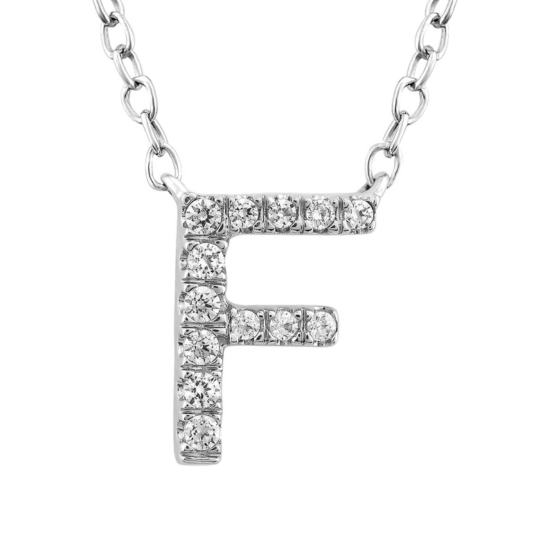 9ct White Gold Diamond Initial ‘F’ Necklace