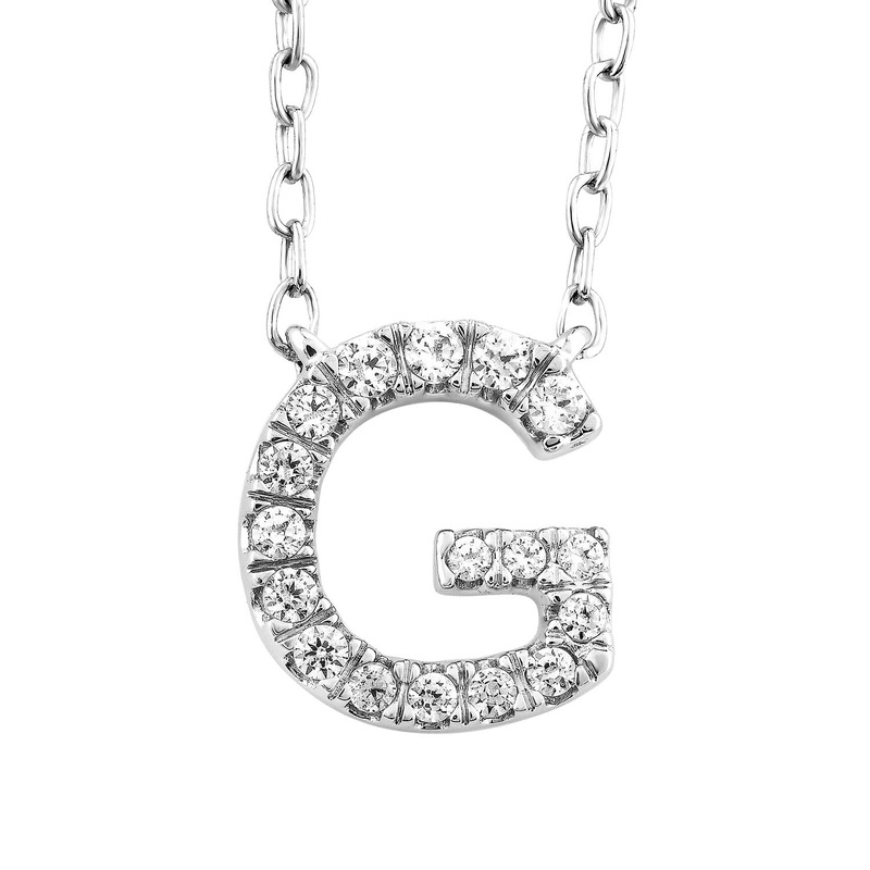 9ct White Gold Diamond Initial ‘G’ Necklace