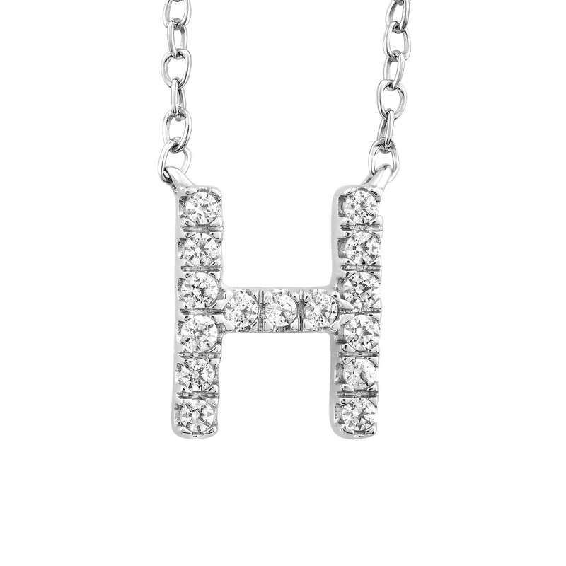 9ct White Gold Diamond Initial ‘H’ Necklace