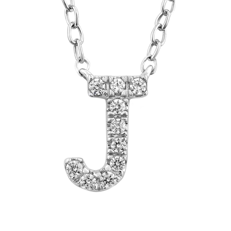 9ct White Gold Diamond Initial ‘J’ Necklace
