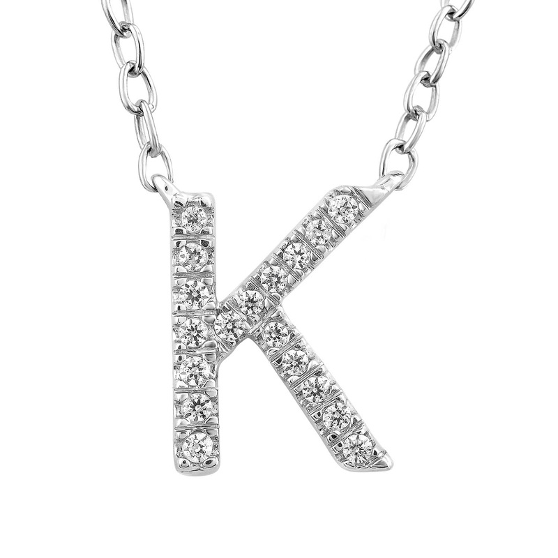 9ct White Gold Diamond Initial ‘K’ Necklace