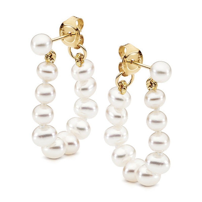 9ct Yellow Gold Freshwater 4mm Pearl String Earrings