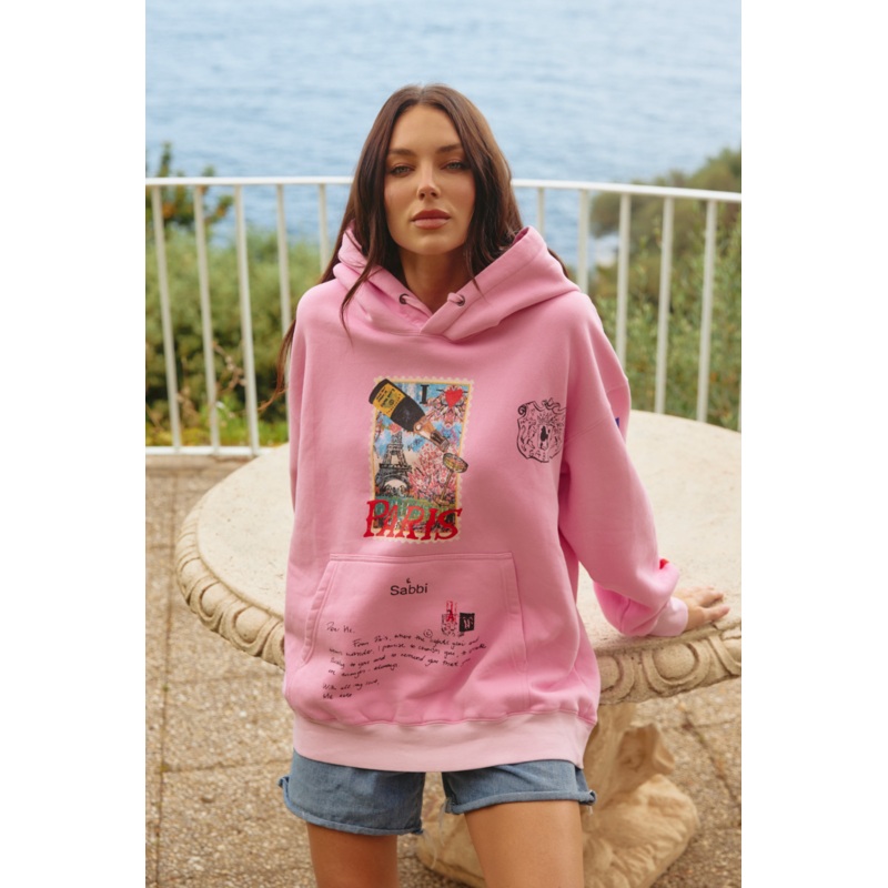THE LOVE NOTES PARIS HOODIE – PINK XXS