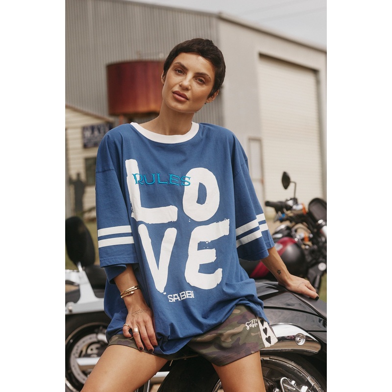 THE VERY OVERSIZED LOVE REVOLUTION TEE – BLUE XXS