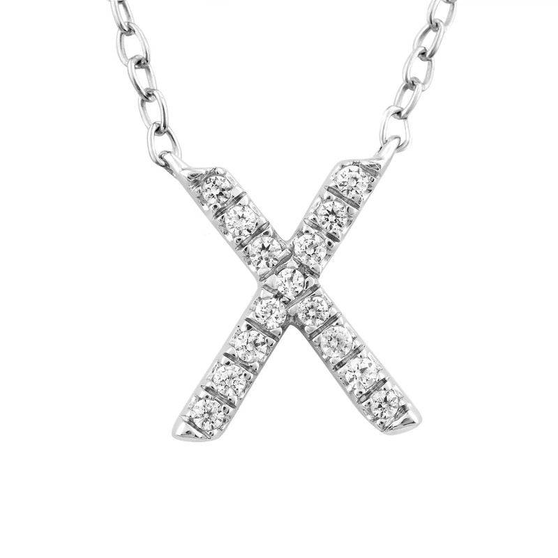 9ct White Gold Diamond Initial ‘X’ Necklace
