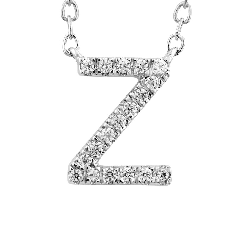 9ct White Gold Diamond Initial ‘Z’ Necklace