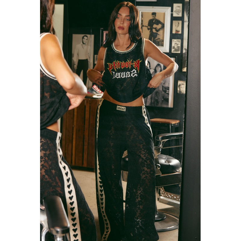 RAVING HEART LACE PANTS – BLACK XXS