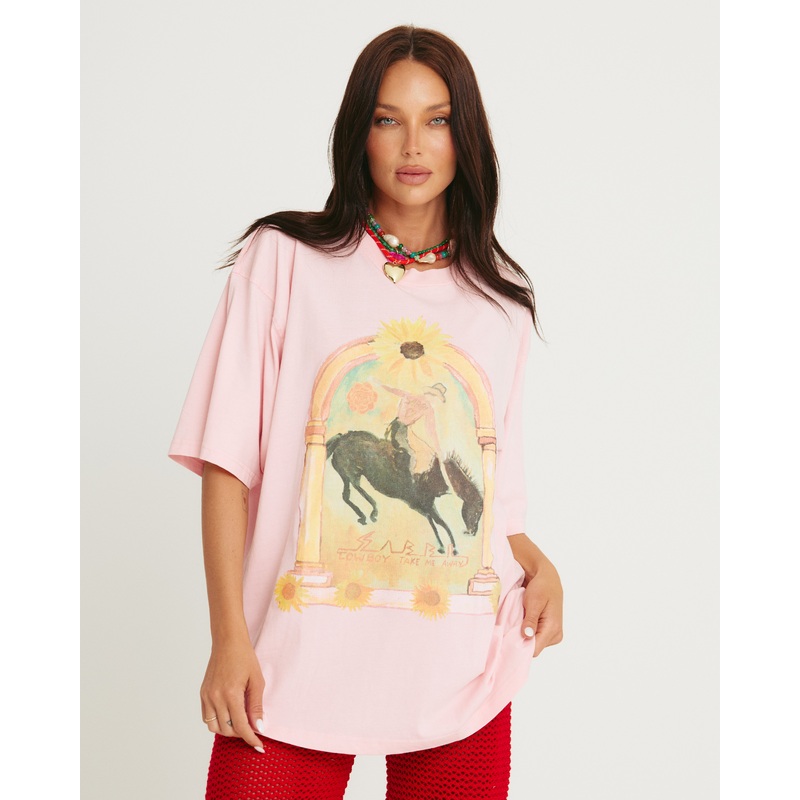 THE VERY OVERSIZED WILD FLOWER TEE – PINK XXS